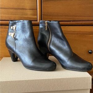 Sam Edelman Black Ankle Boots with Gold Zipper